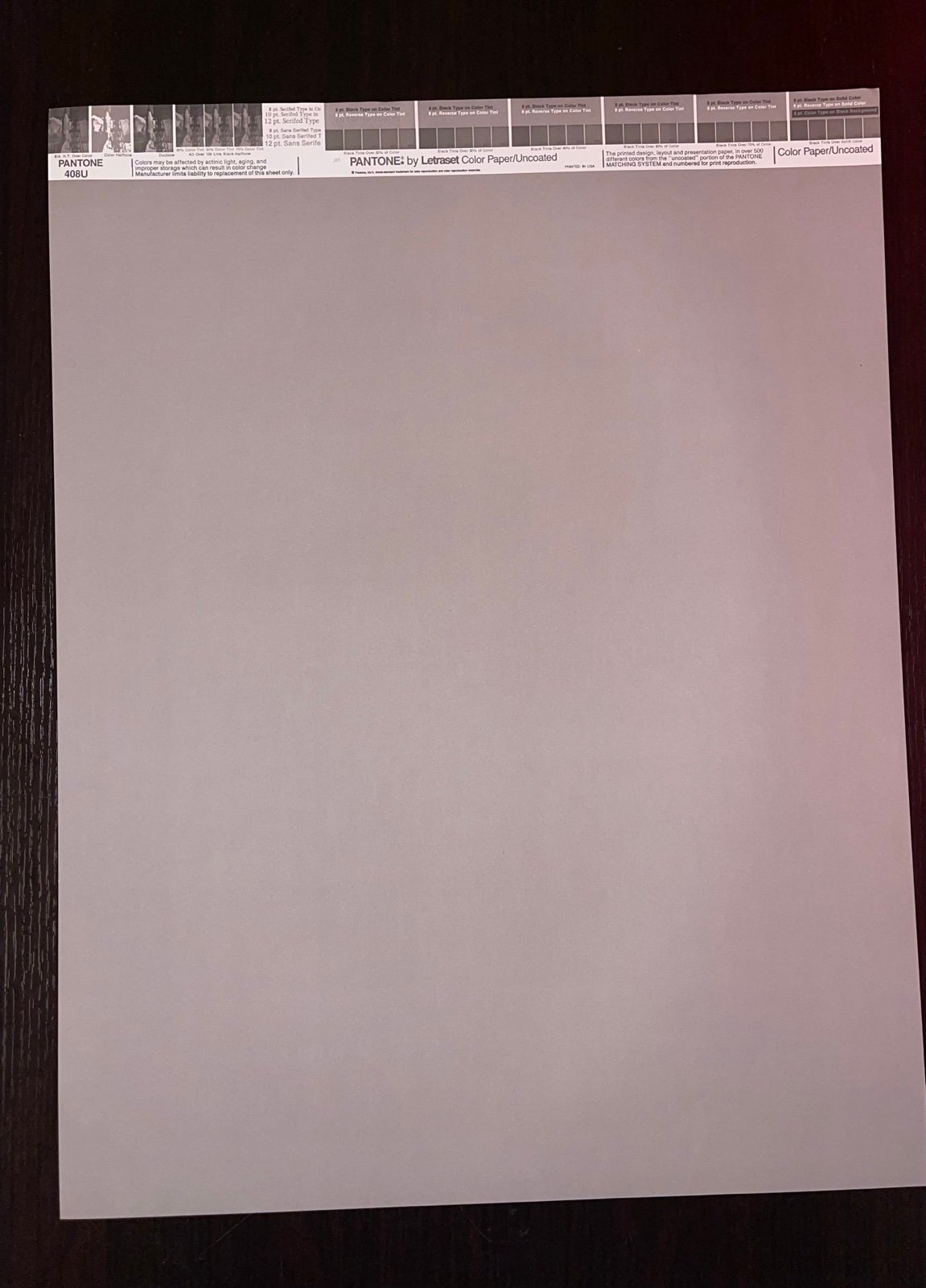 Vintage Pantone by Letraset • Letracolor Color Paper 408U • 26”x20” *RARE*