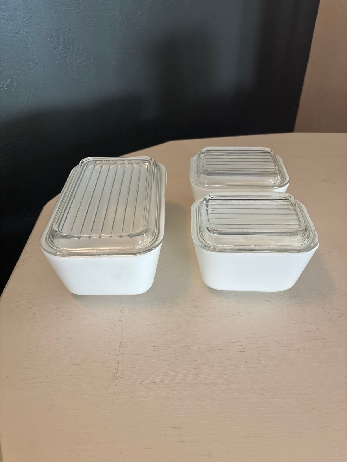 Pyrex white refrigerator dishes