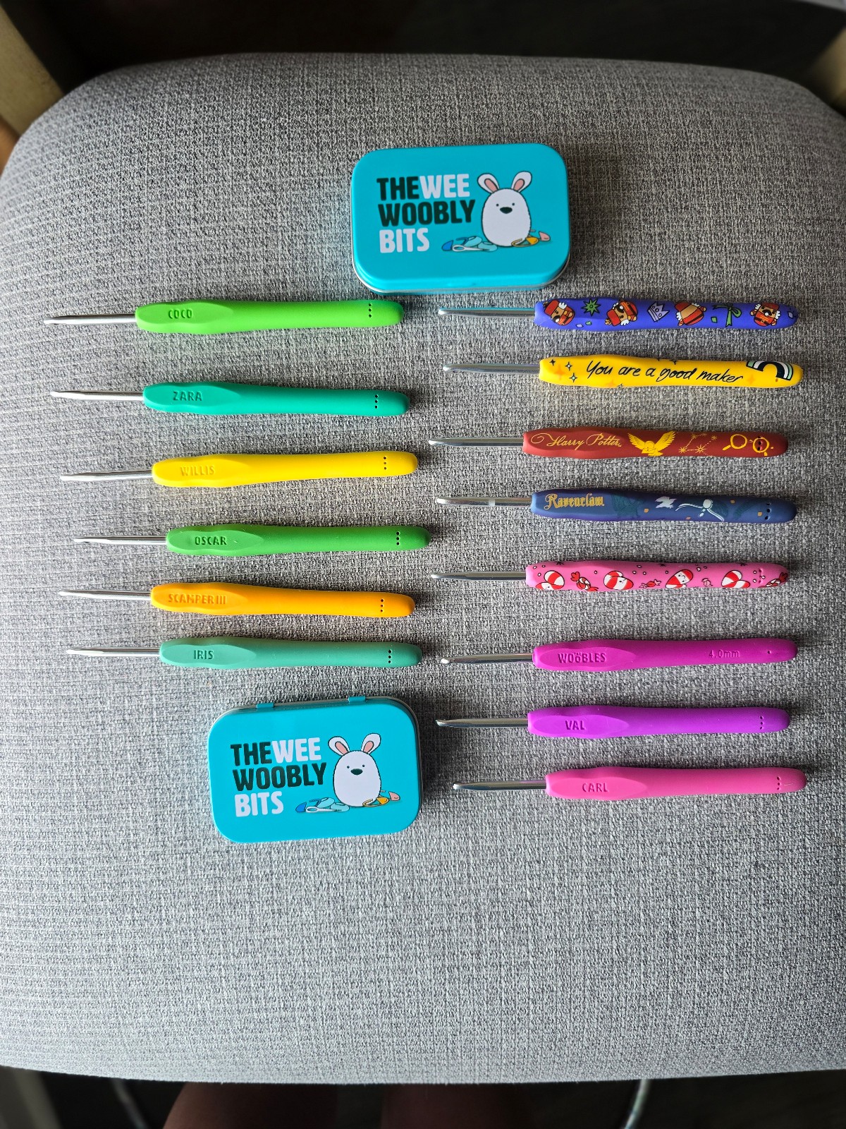 The Woobles Crochet hooks and tins