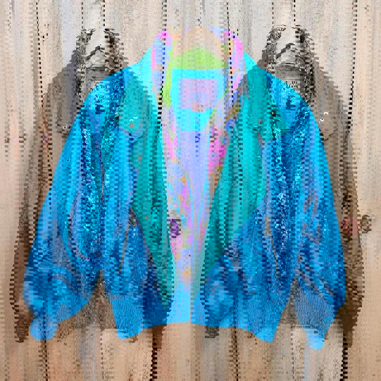 Vintage Nevica Virage Women's Ski Coat Teal Green Purple Large Cropped 90s Ski