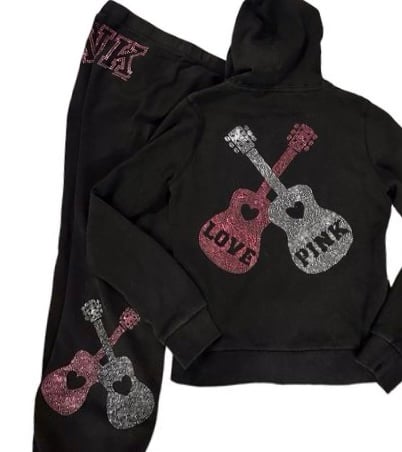 VINTAGE VS PINK ROCK N ROLL BLING BLING GUITAR SET