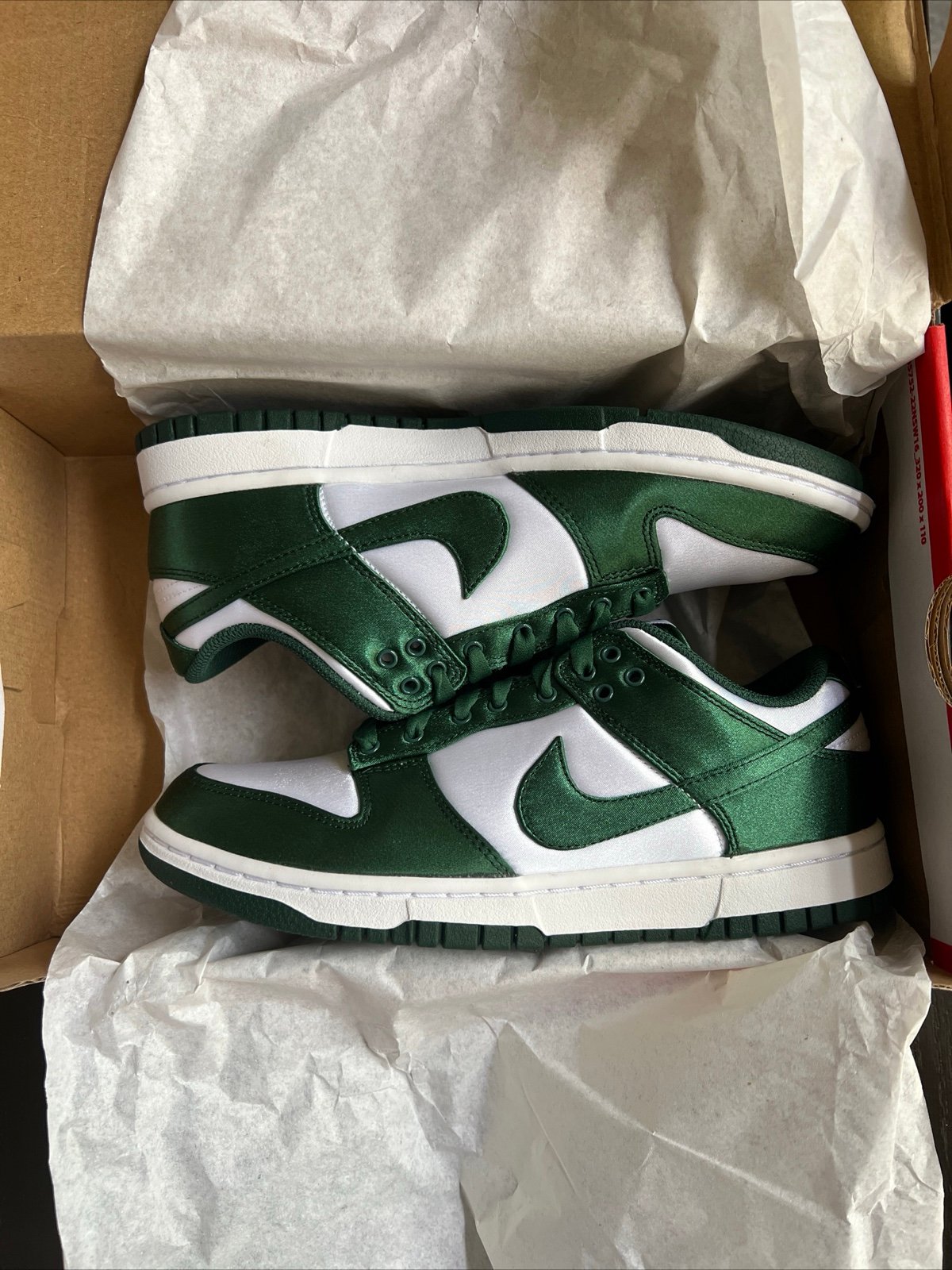 Size 8W Nike Dunk Michigan State Satin Team Green