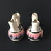 Vintage Signed Navajo DB Pottery Hand Painted & Etched Wedding Vase Set 5.5 in