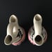 Vintage Signed Navajo DB Pottery Hand Painted & Etched Wedding Vase Set 5.5 in