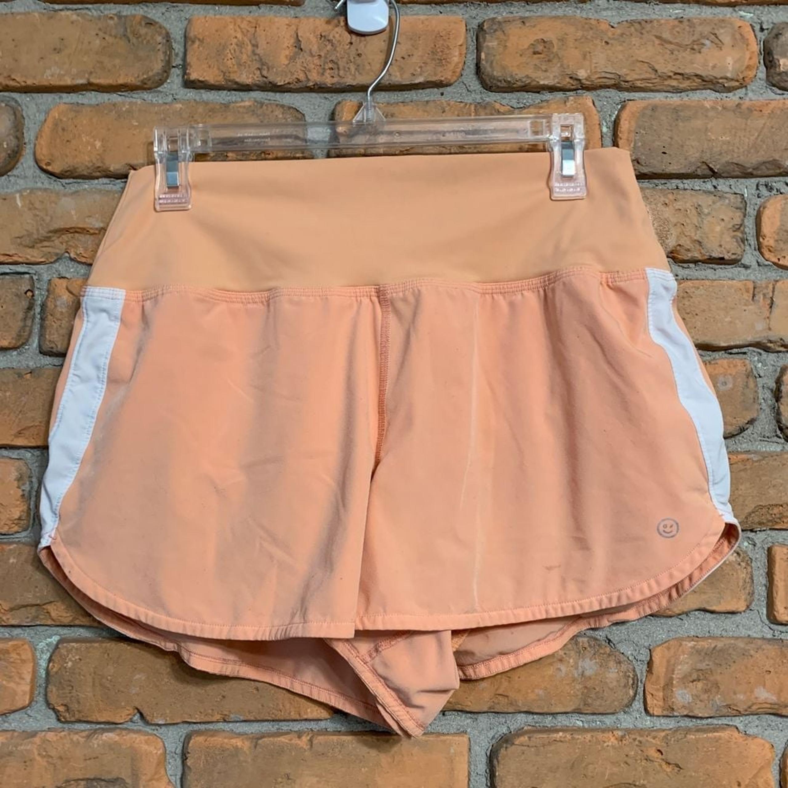 Gilly Hicks Women Large Shorts Orange White Athletic Running Workout Side Stripe