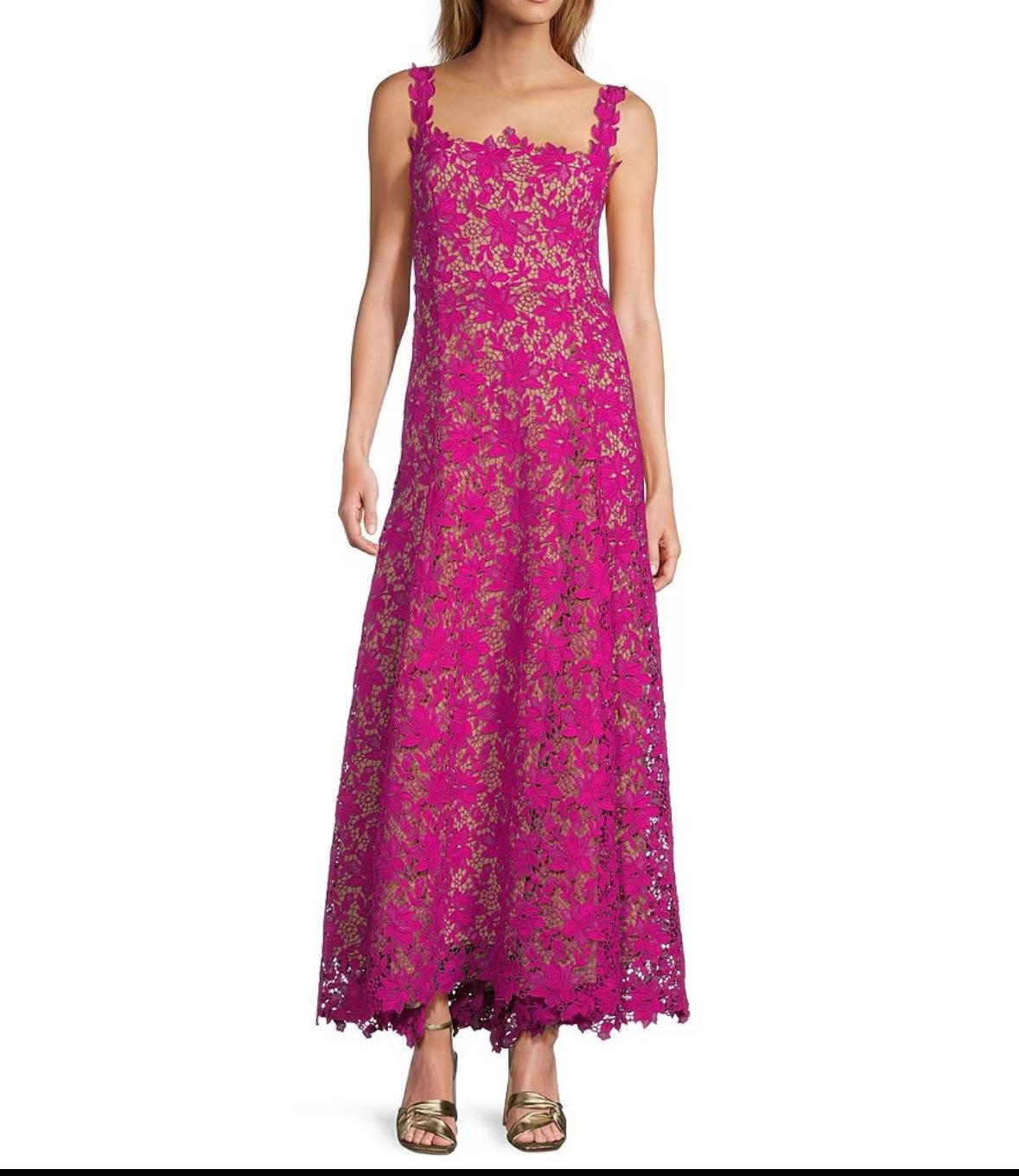 Christina Lace Square Neck Sleeveless A-Line Maxi Dress