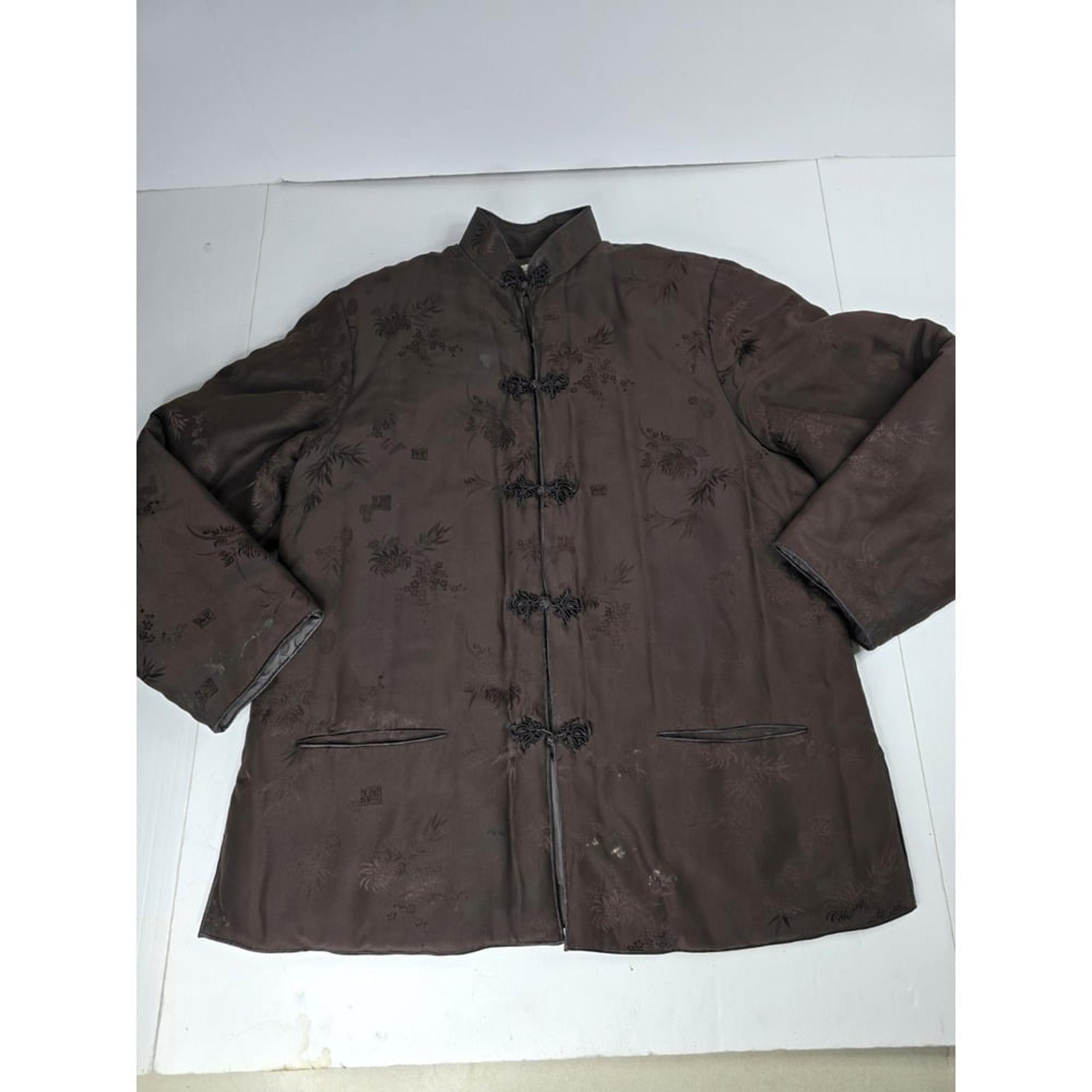 Double Horse Vintage Chinese Jacket Large 70s Wadded Pure Silk Frog Buttons