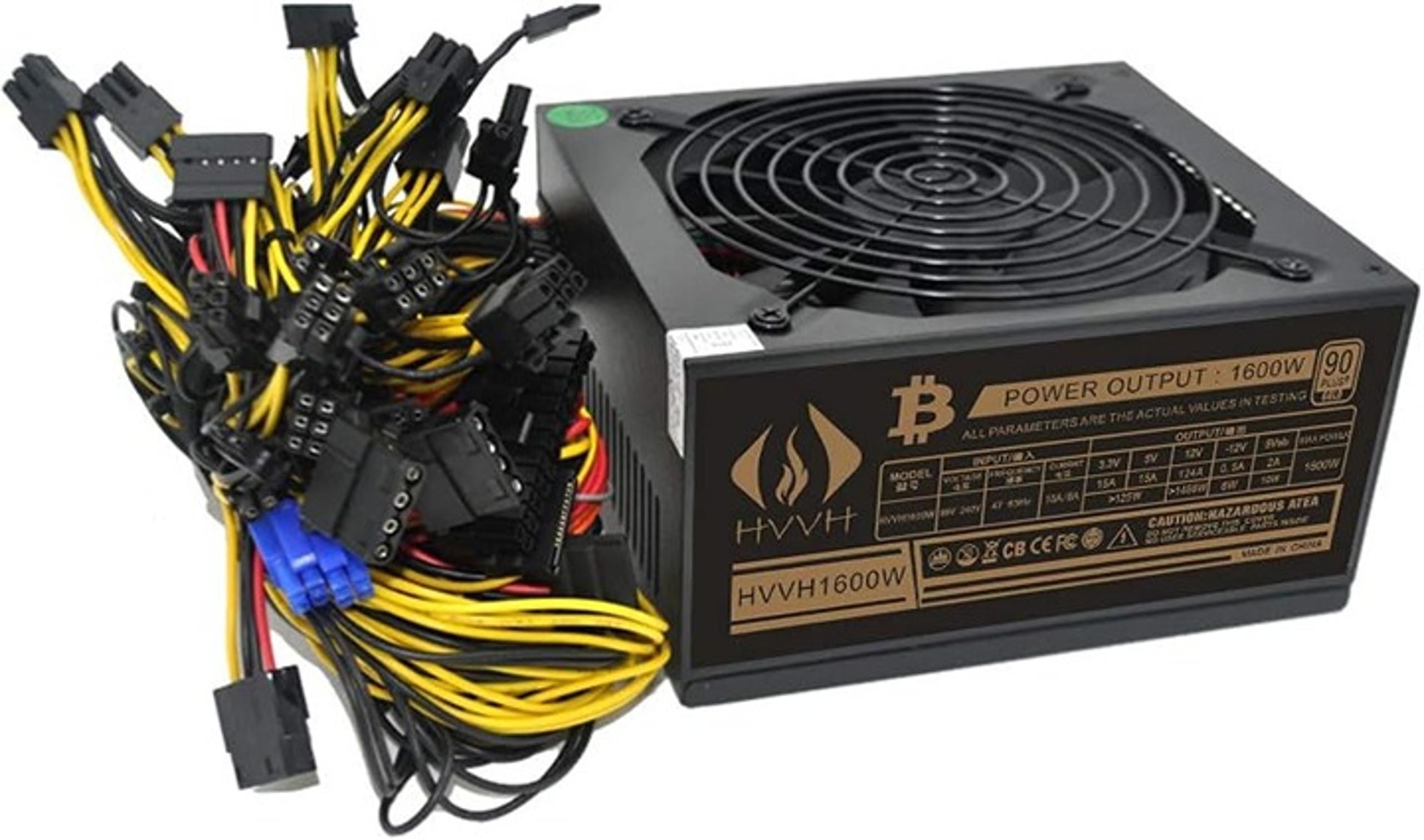 20+4 Pin Silent Noise Reduction Miner/PC GPU ATX 1600W Power Supply 87 Plus Gold