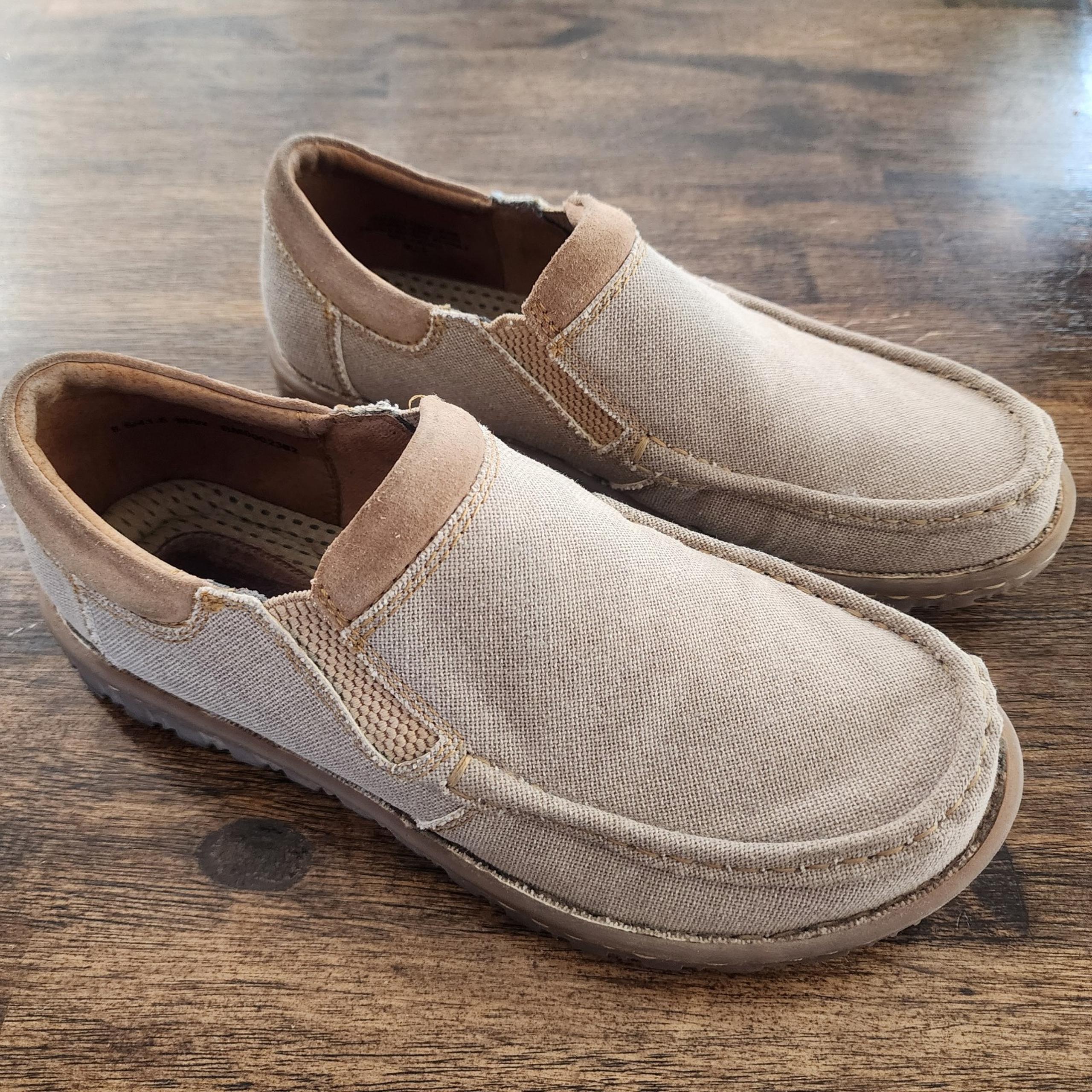 Born Gudmund Natural Canvas Slip On Tan Loafers, Mens Size 8.5