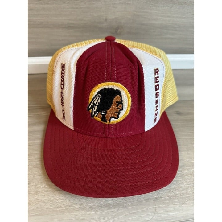Vintage Washington Redskins Lucky Stripes Hat Mesh Trucker Snapback Made In USA