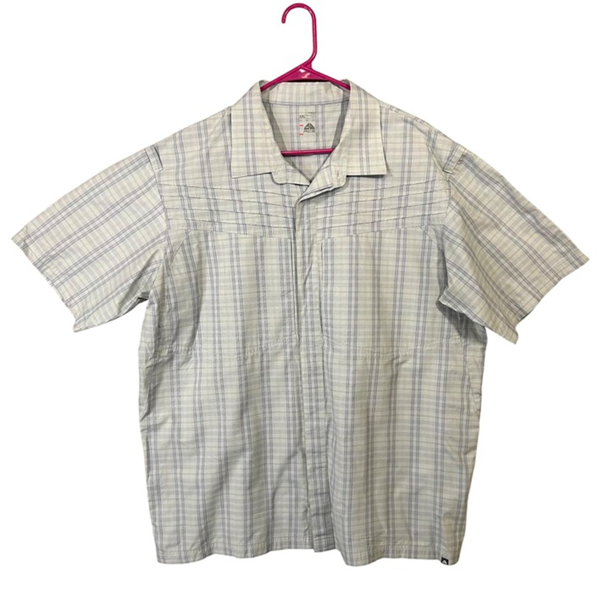 Nike ACG Button Up Shirt Men's XXL Plaid Short Sleeve Hiking Outdoors EUC