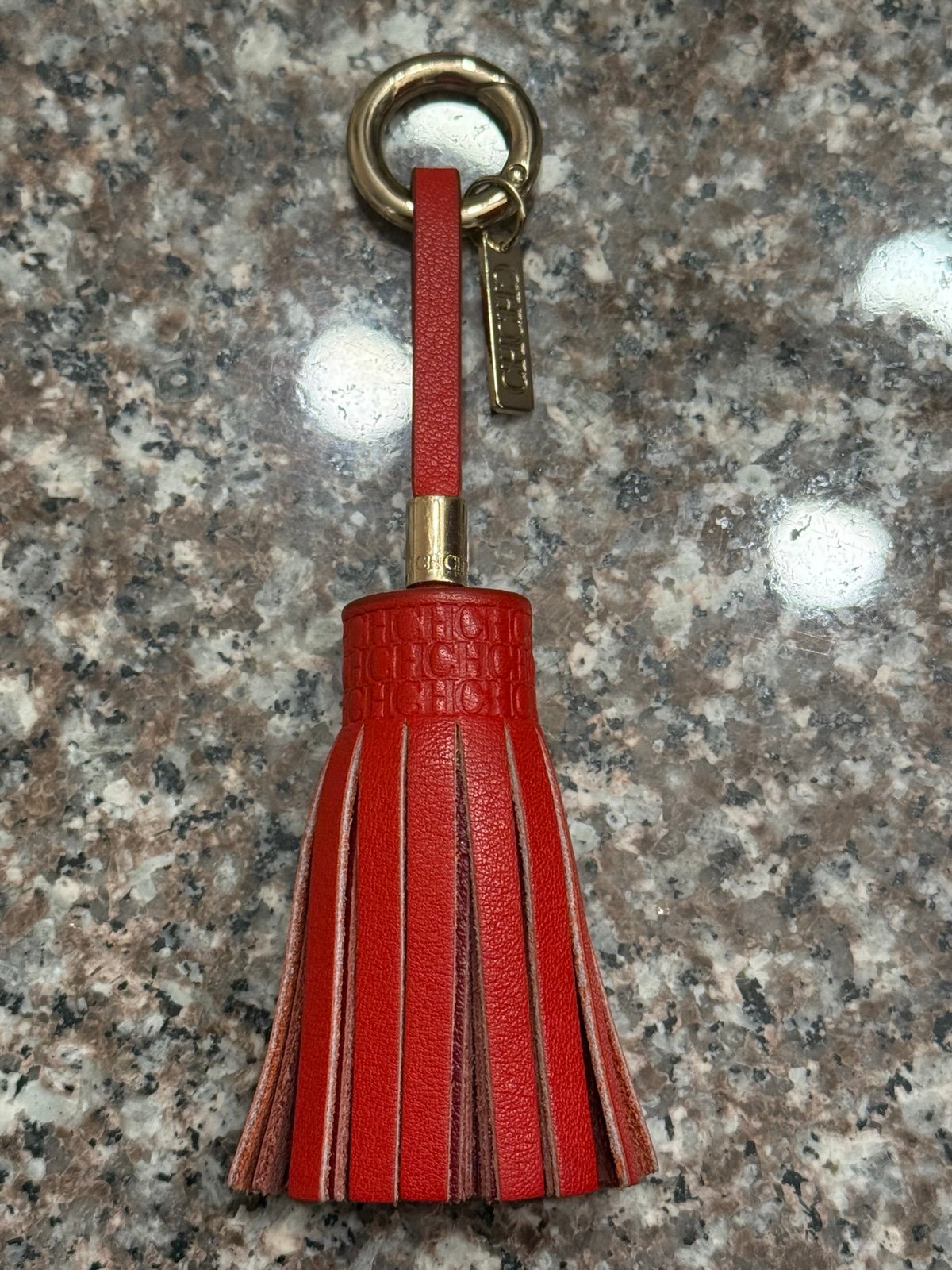 Carolina Herrera CH Red Leather Tassel Bag Charm