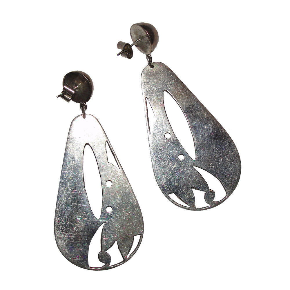 Hand Made Sterling Silver Etched Chandelier Earrings