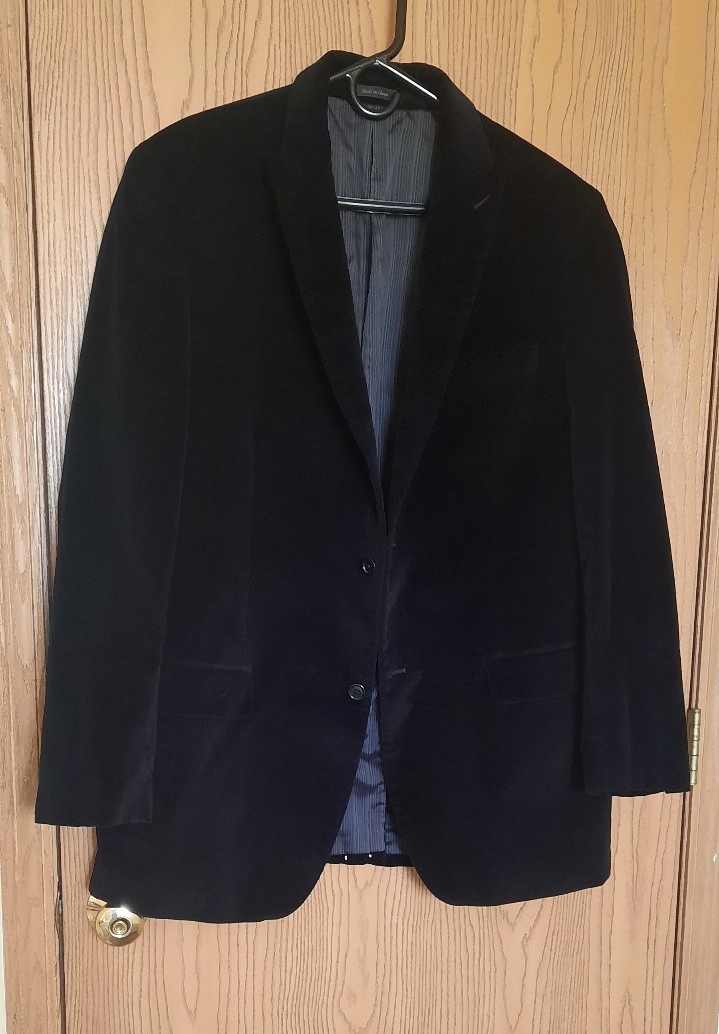 Calvin Klein Mens Black Velvet Blazer Size 44L