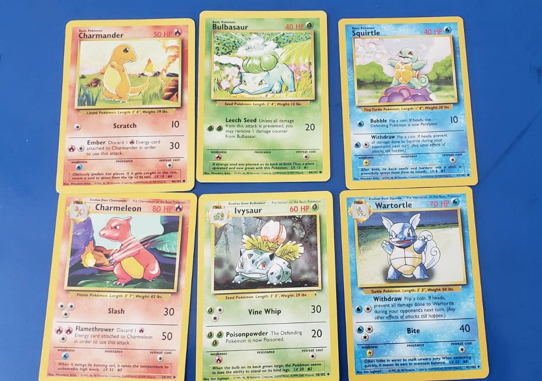 Pokemon cards base set starters