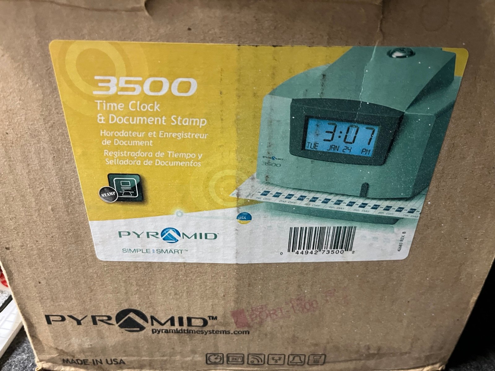 3500 Time Clock & Document Stamp Horodateur et Enregistreur de Document Registra