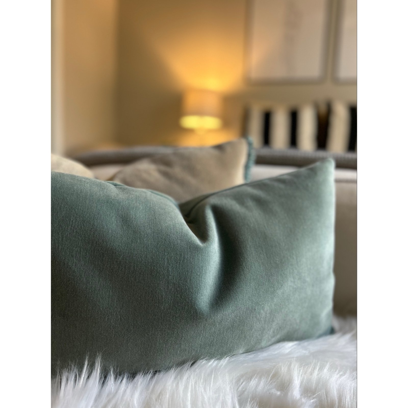Custom Made 20”x12” Velvet Pillows in Sage Color