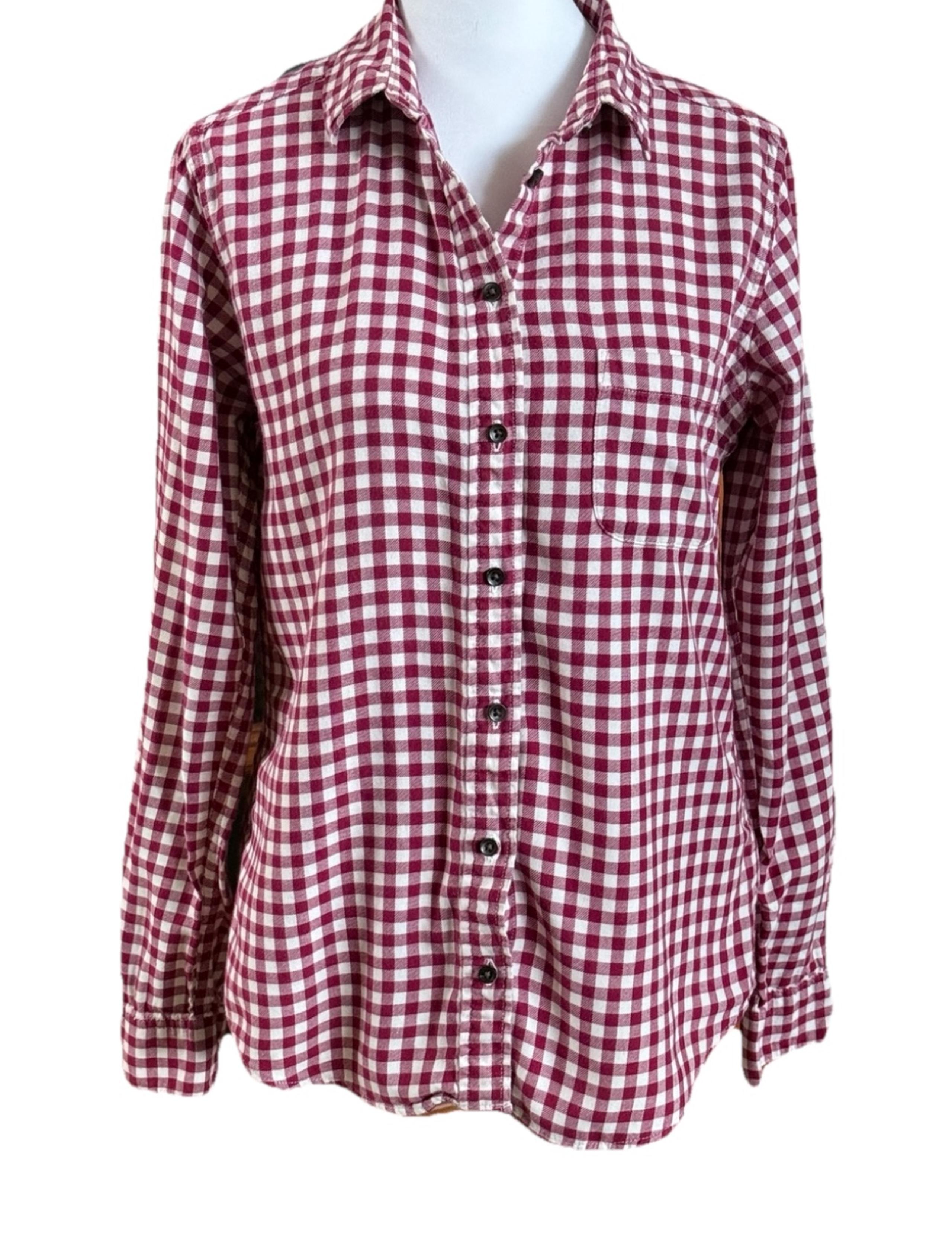 UNIQLO Red & White Check 100% Cotton Button Down Summer Shirt Top Size 4