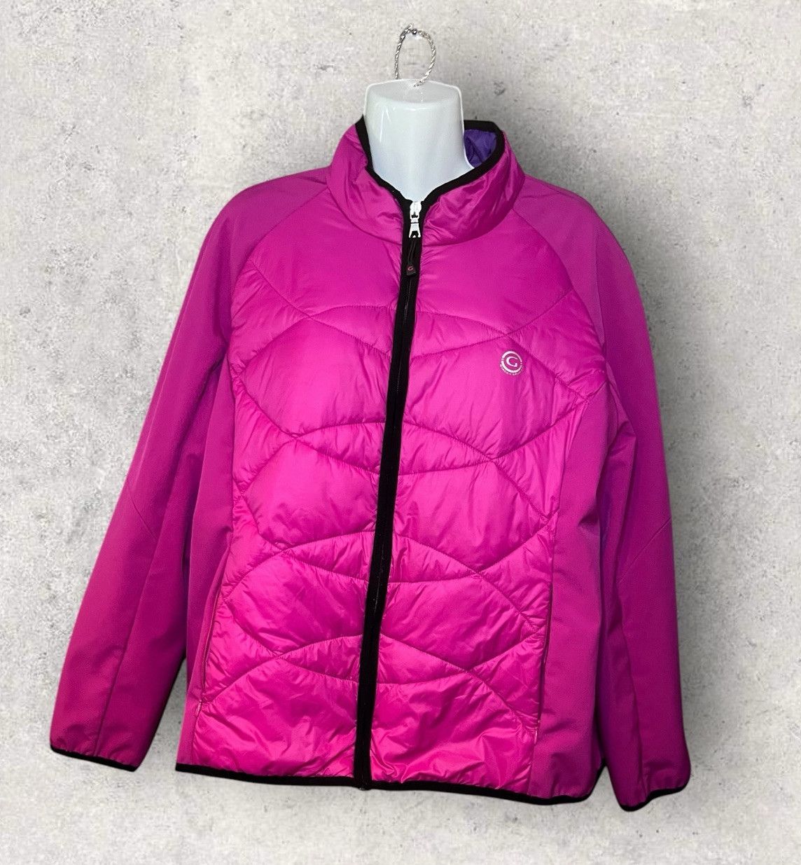Giacca Sport Magenta Pink Women's Quilted Full Zip Puffer Jacket Size XL