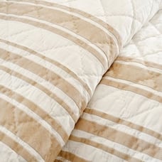 POTTERY BARN Flax Mesa Striped Handcrafted Cotton Quilt Tassel Full/Queen 92x88