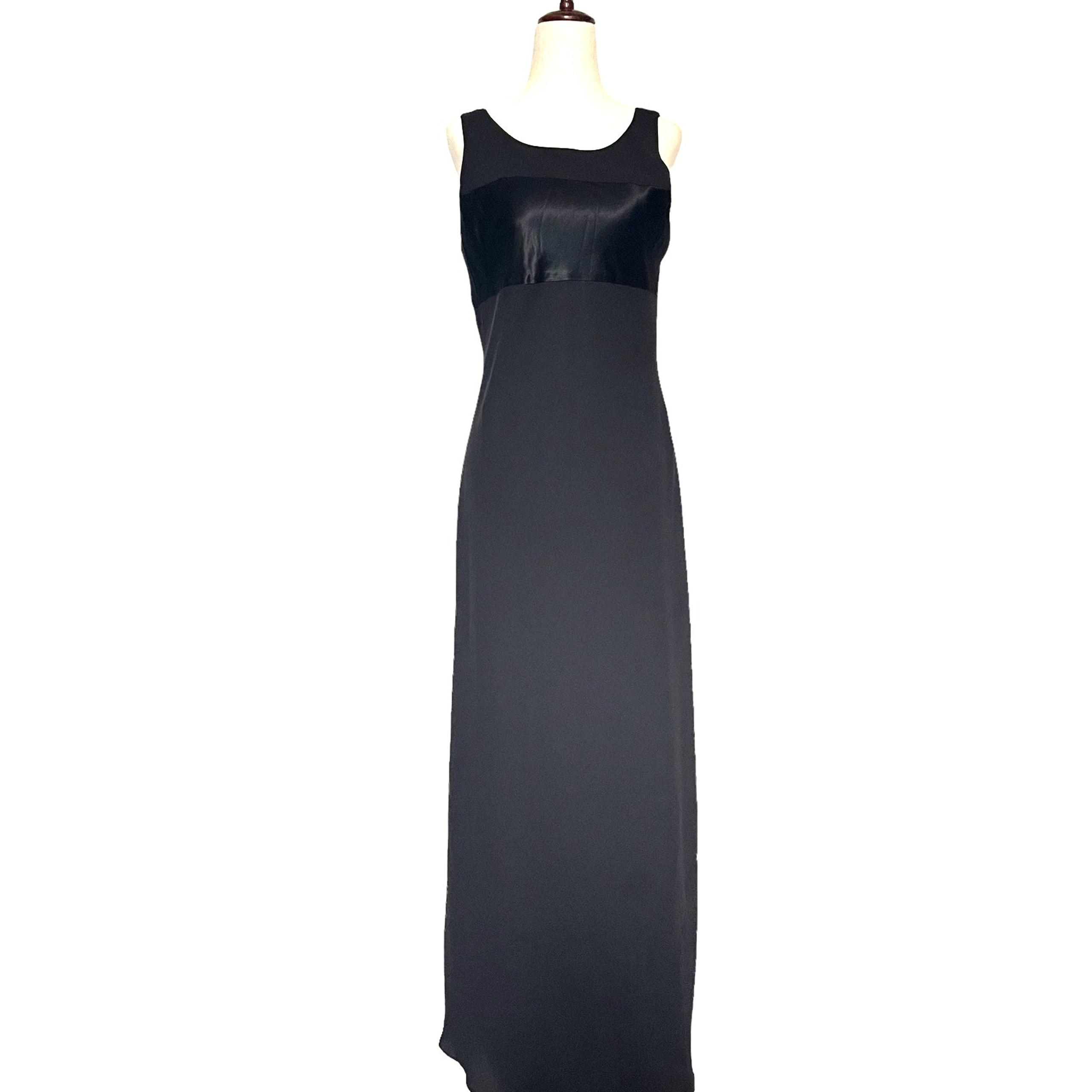 Vtg Y2K Alyn Paige Formal Dress Sz 7/8 Satin Panel Babydoll Maxi Straight Prom