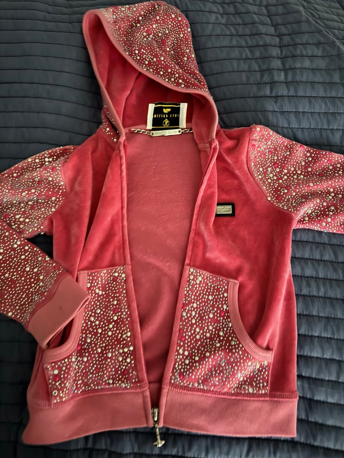 Philipp Plein kids girl bling sweatshirt,size 4, pink,amazing with rhinestones