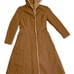 Vintage Chocolate Trench with Creamy Faux Fur & Copper Quilted Satin Lining