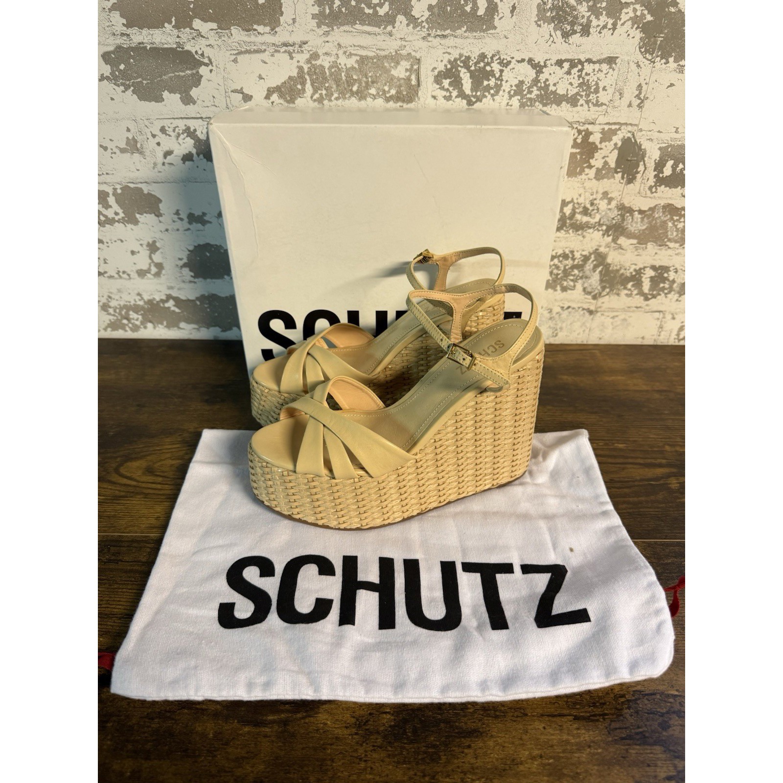 NEW - Schutz - Keefa Espadrille Wedge Platform - Nude Natural - Size 7.5B