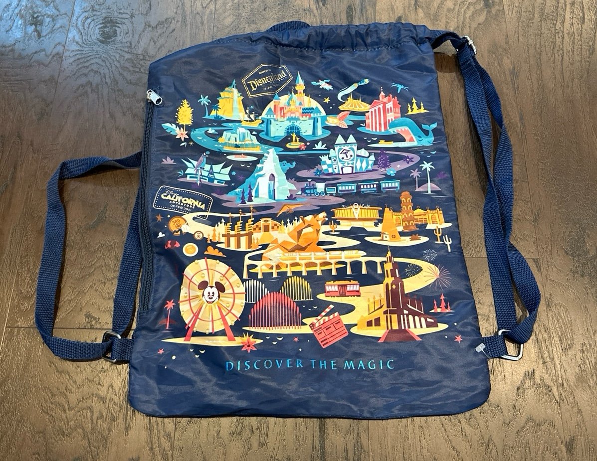 Rare DISNEY PARKS 20th Anniversary CALIFORNIA ADVENTURE Backpack Cinch Bag