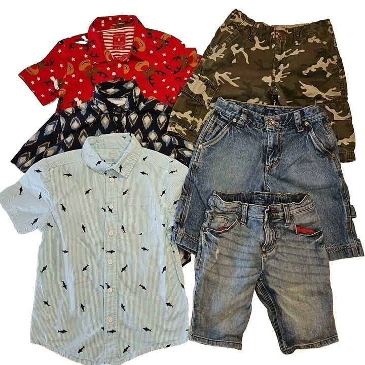 Boys Clothes Lot Sz 7-8 6pcs Jeans Shorts Levis Wrangler Denim&Flowers Old Navy