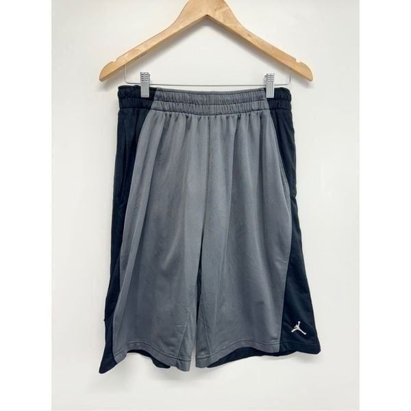 Nike Jordan Bermuda Shorts Black Gray Athletic Drawstring Dri Fit