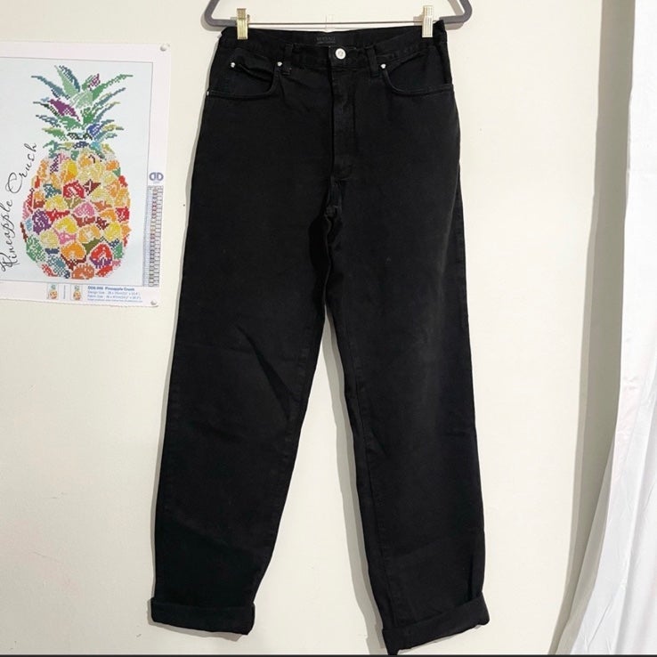 VERSACE Vintage High Rise Black Mom Jeans Size 33