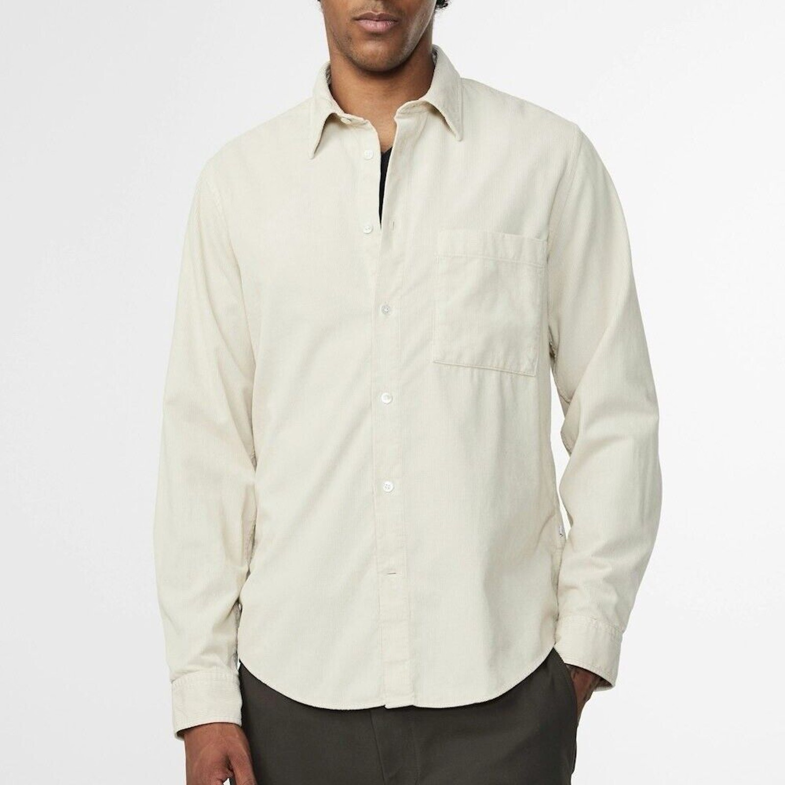 NN07 No Nationality New Arne 5120 Classic Cord Shirt In Ecru Size XXL