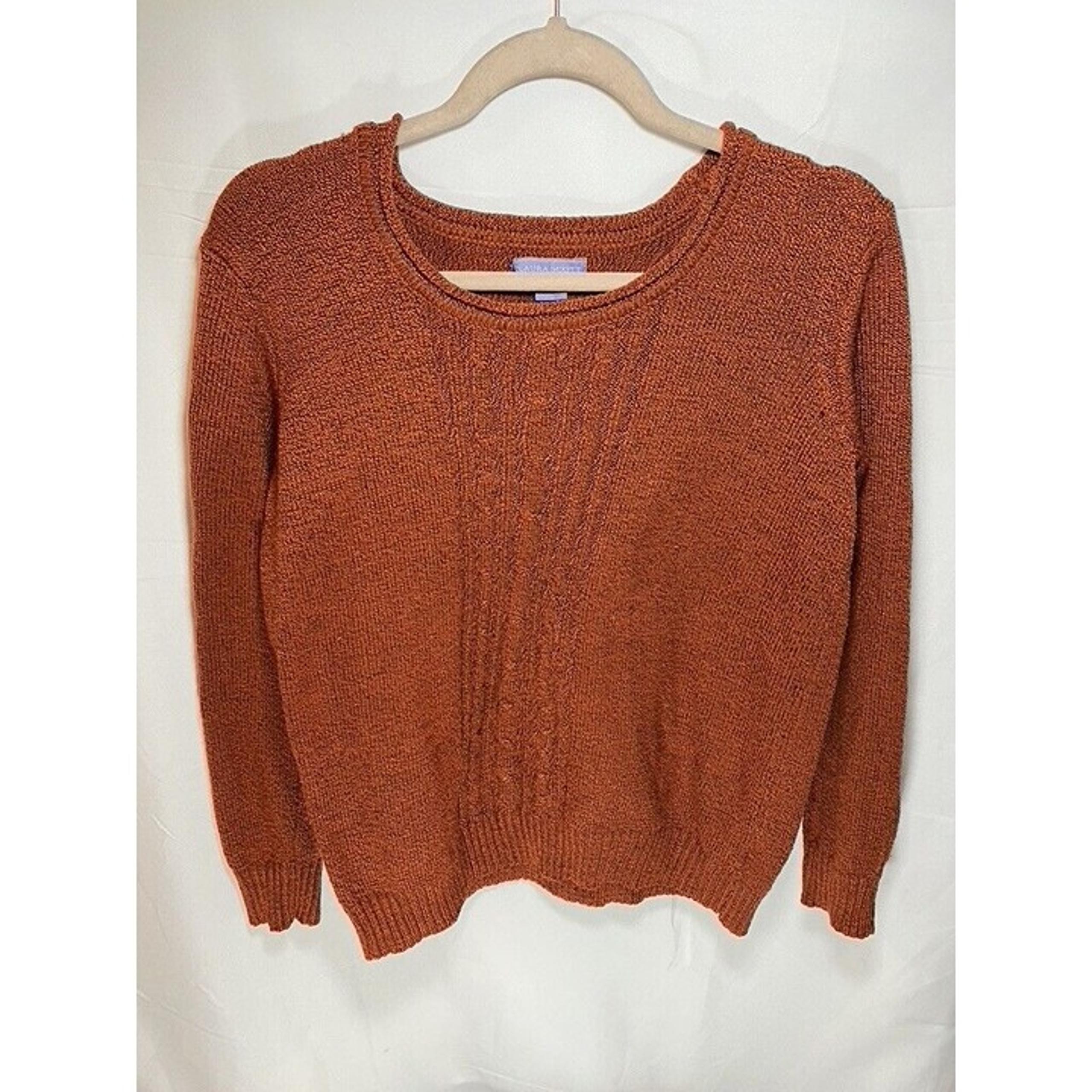 Laura Scott Sweater Womens Large Orange Round Neck Long Sleeve Pullover Ladies.