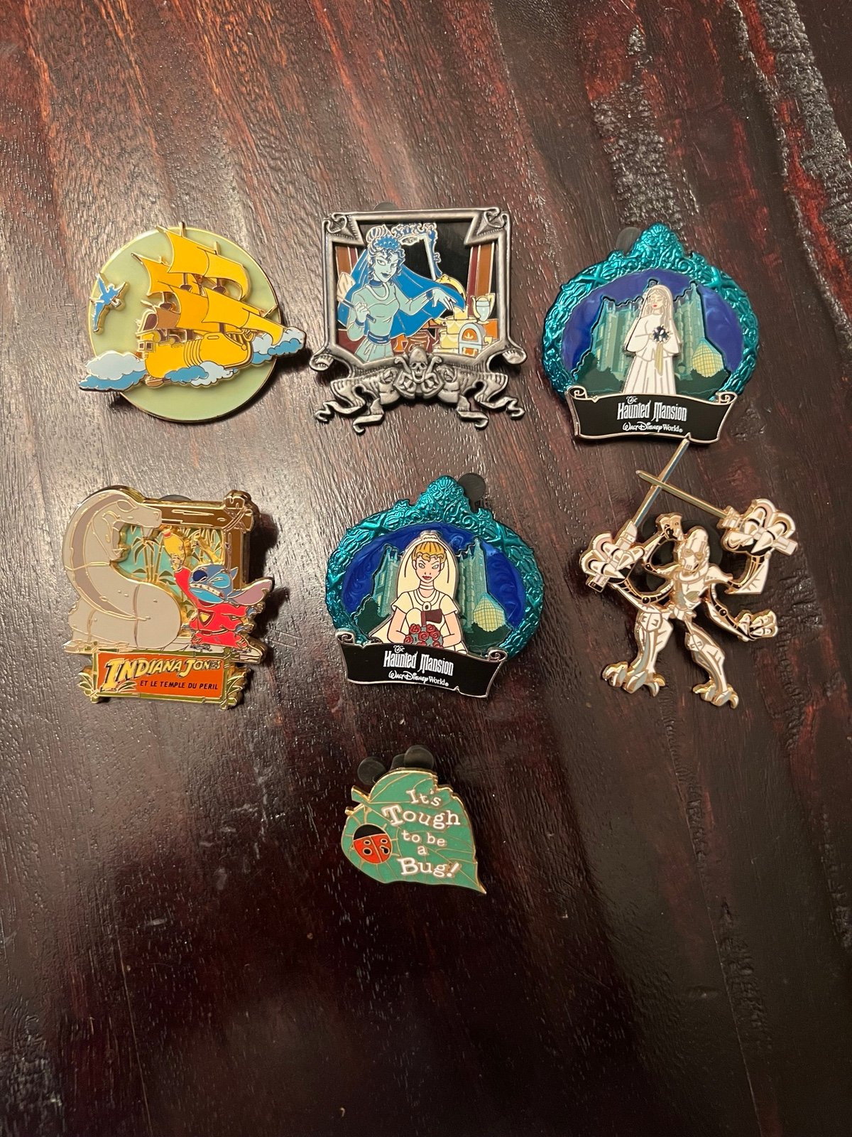 Disney Pin Lot - It’s Tough To Be A Bug, Haunted Mansion, Stitch, Indiana Jones