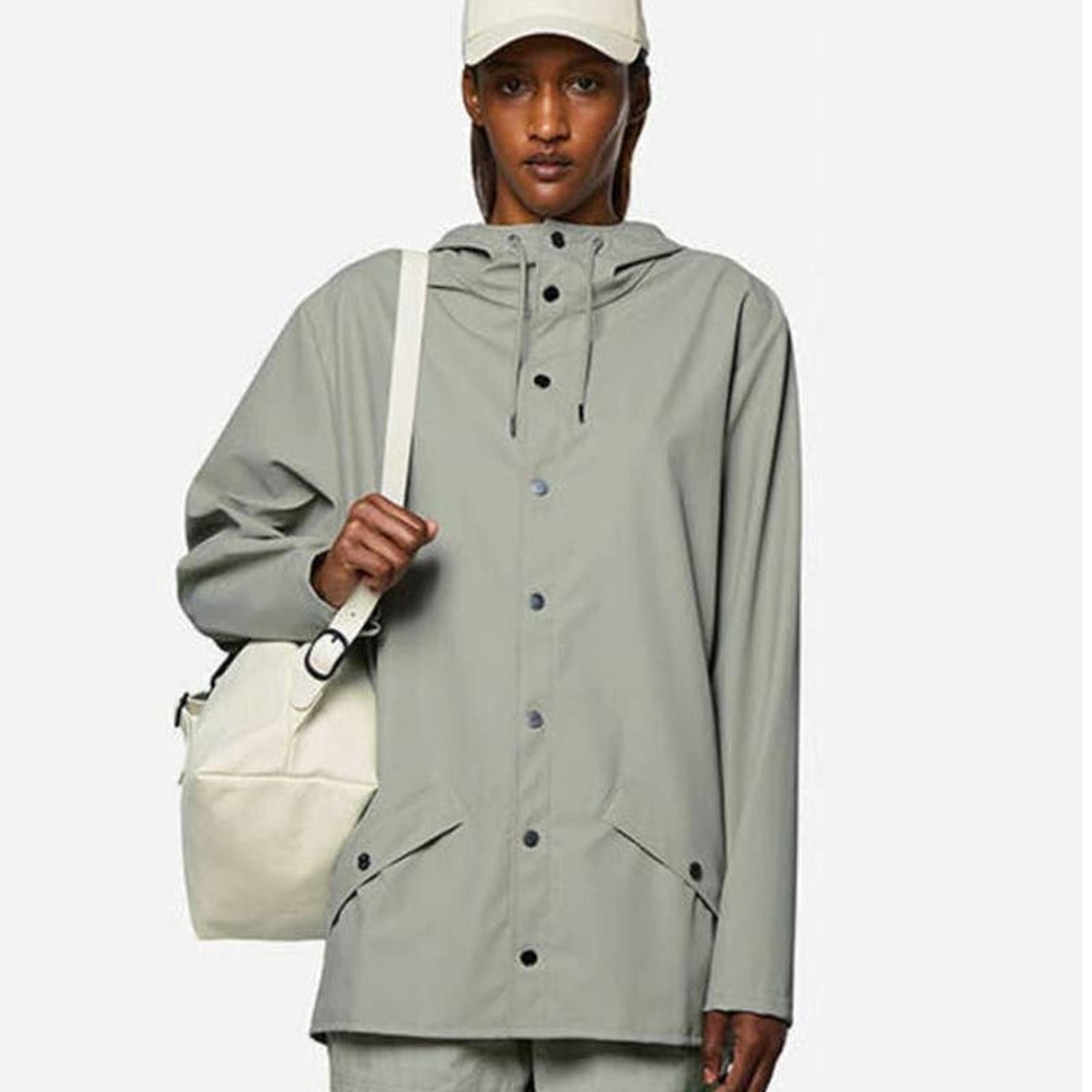 Rains Jacket 12010 in Cement Hooded Rain Jacket Unisex Size large NWT