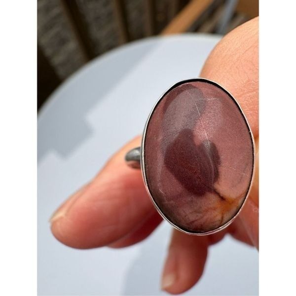 Ring, Chocolate Brown Agate & Sterling Silver Ring, size 7.5, NEW, Handmade