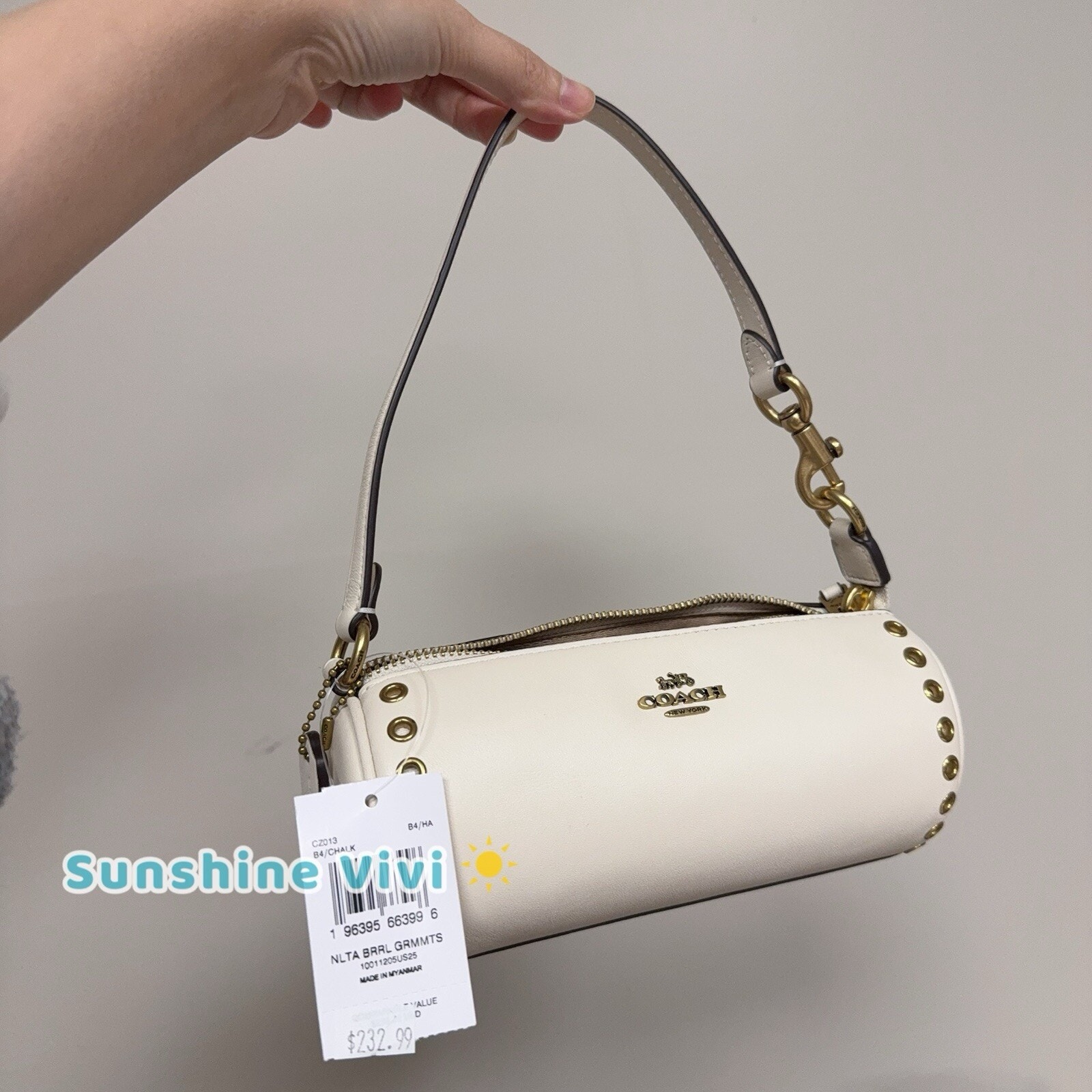 NWT Coach CZ013 Leather Nolita Barrel Bag With Grommets Chalk White