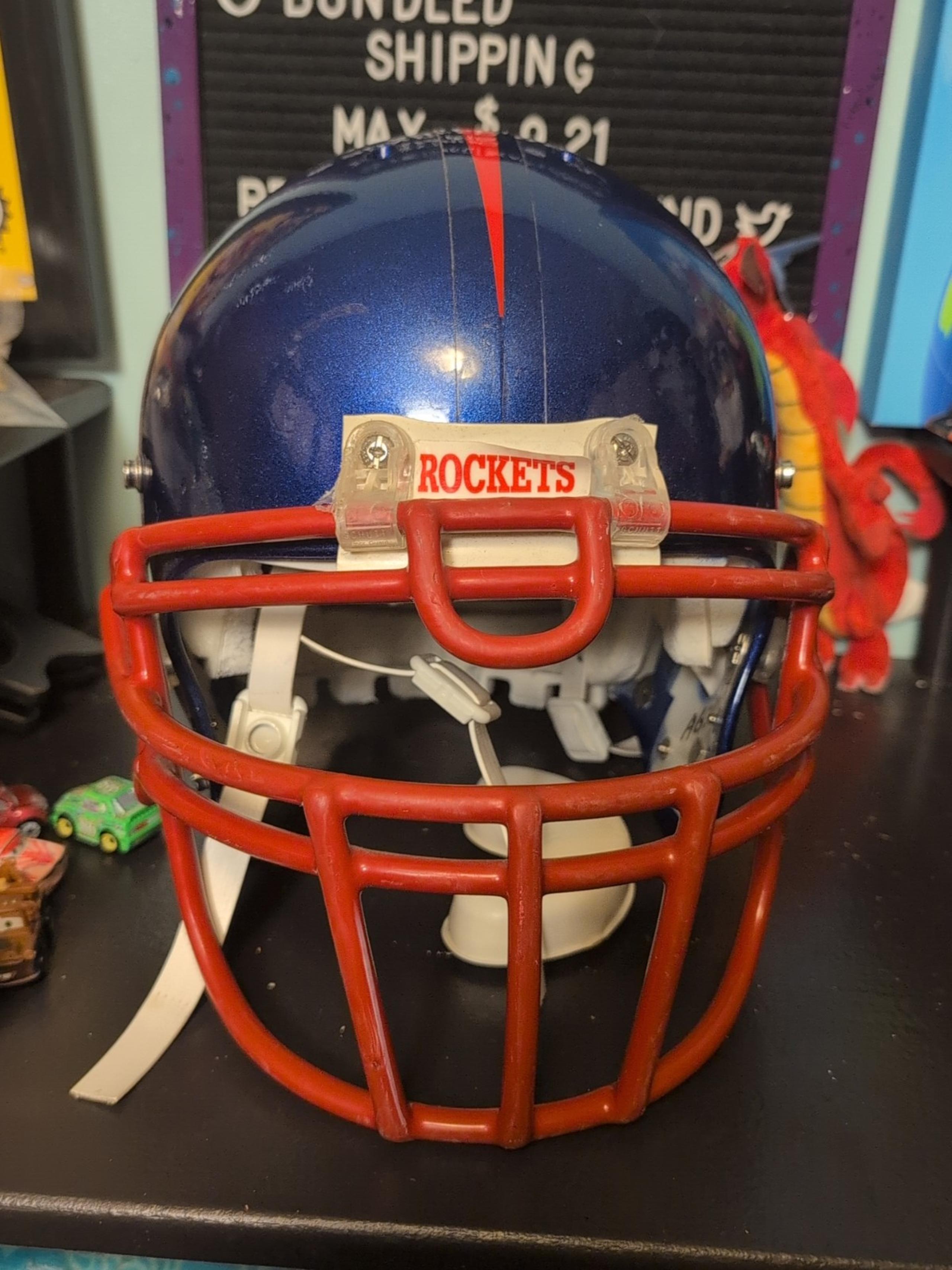 Game Used Blue Schutt Air Advantage Medium Football Helmet w Facemask & Pads