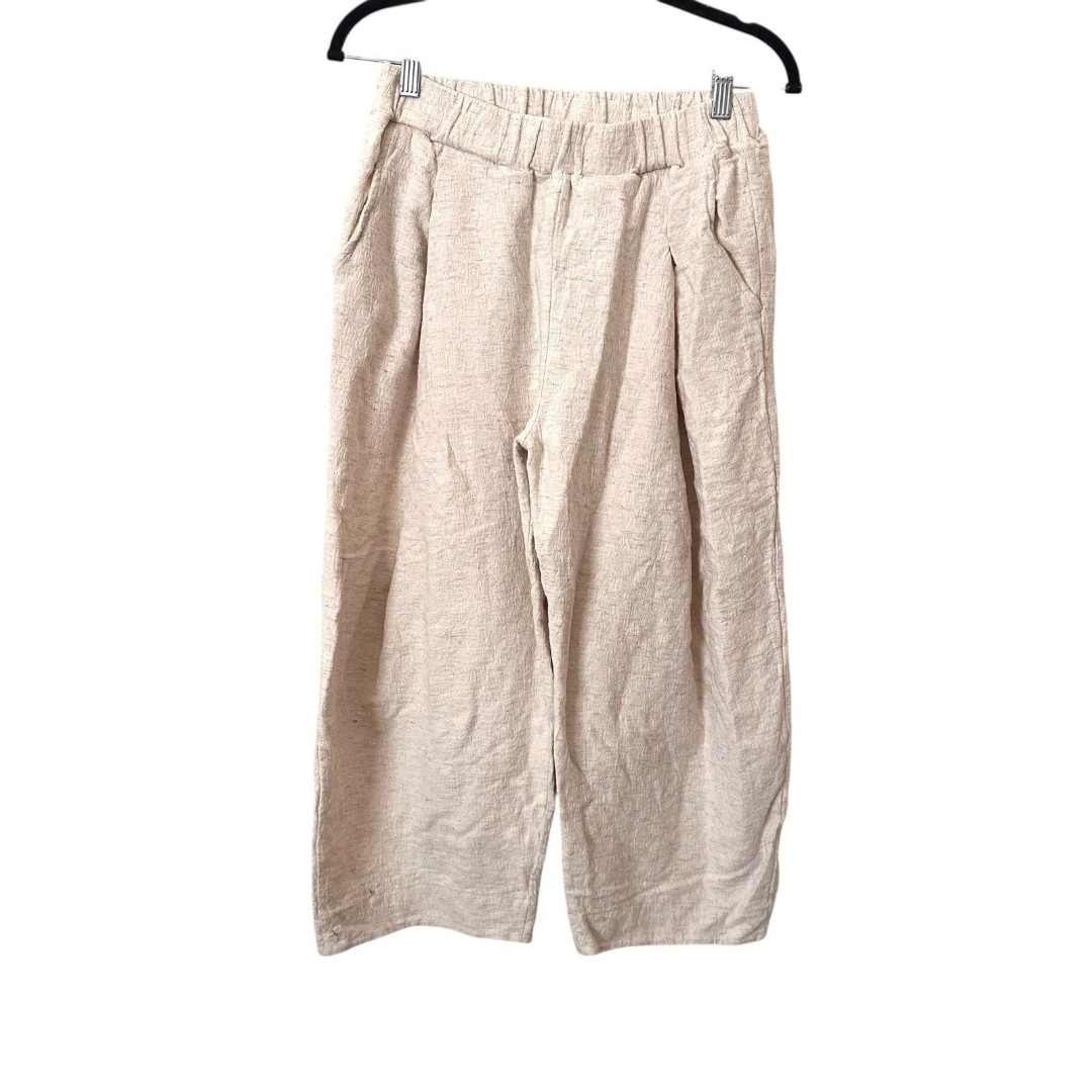 NICOLETTA FASANI Linen Blend Wide Leg Pant Medium