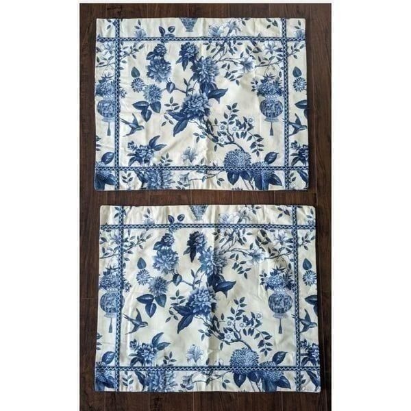 NWOT Williamsburg Waverly Garden Room Blue Chinoiserie Pillow Cases Shams 26x20
