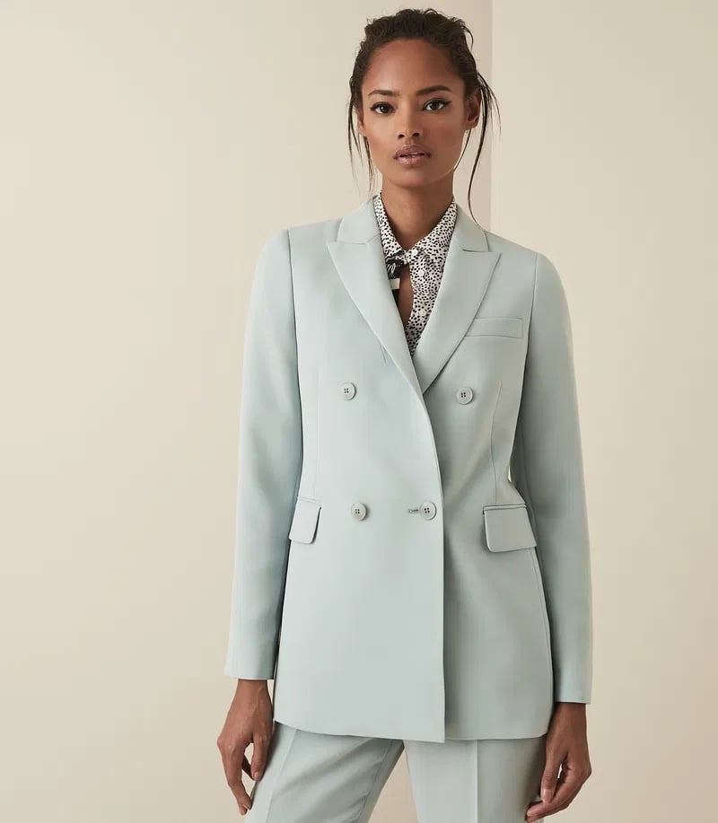 REISS Laura Crepe Double Breasted Blazer