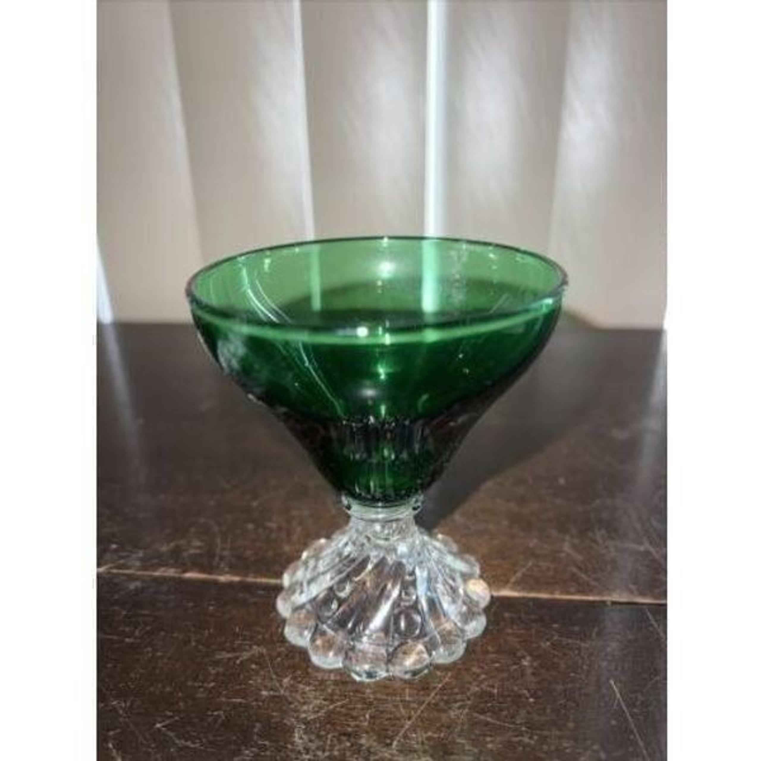 Anchor Hocking Burple **SET OF 2**  Champagne Sherbets Cups Green EXCELLENT