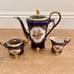 Vtg Lindner West Germany Etch Cobalt Gold Trim Tea Coffee Pot Creamer Sugar Bowl