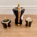 Vtg Lindner West Germany Etch Cobalt Gold Trim Tea Coffee Pot Creamer Sugar Bowl