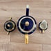 Vtg Lindner West Germany Etch Cobalt Gold Trim Tea Coffee Pot Creamer Sugar Bowl