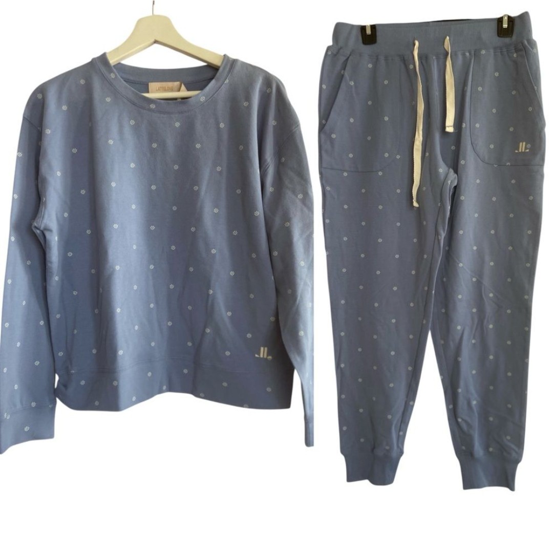 Lattelove floral jogger sweater matching Lounge set Size Small NEW