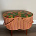 Vintage 1970s Faux Leather Patchwork Singer Sewing Basket - Mid Century Legs