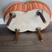 Vintage 1970s Faux Leather Patchwork Singer Sewing Basket - Mid Century Legs