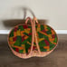 Vintage 1970s Faux Leather Patchwork Singer Sewing Basket - Mid Century Legs